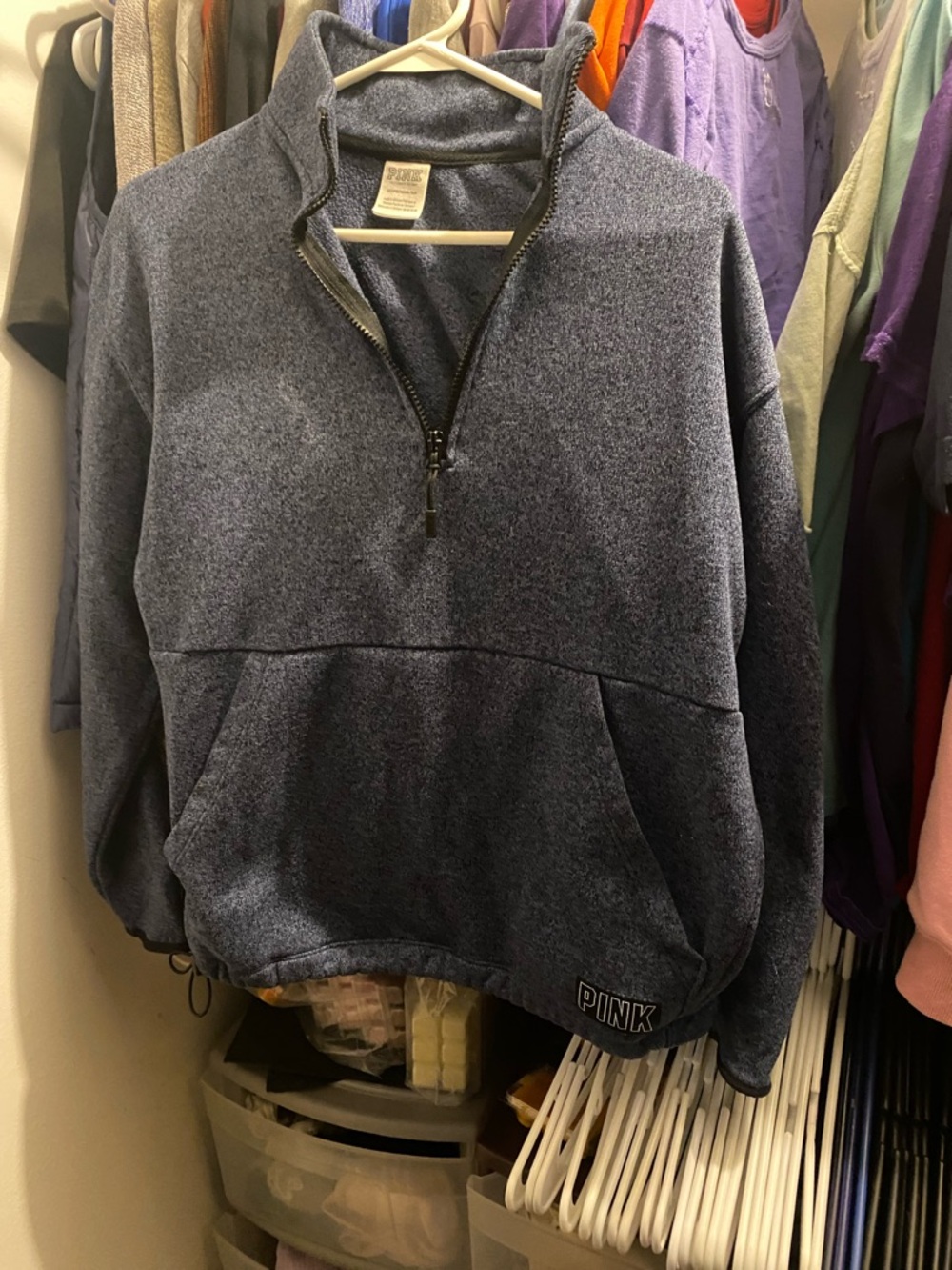 PINK Victoria's Secret Navy Quarter-Zip Pullover